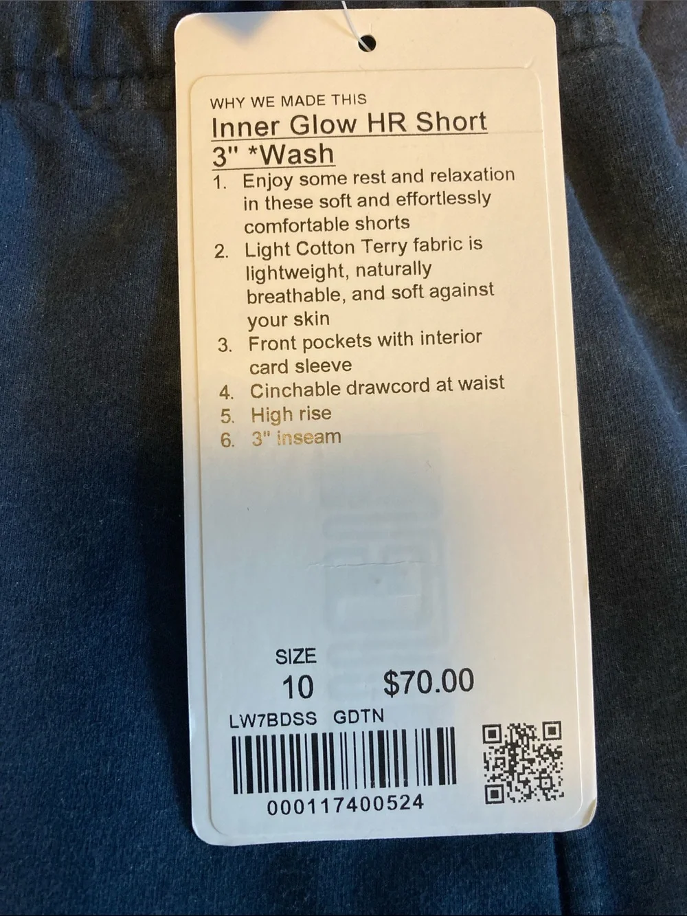 lululemon Inner Glow Mineral Wash Navy Pull-On Athletic Shorts